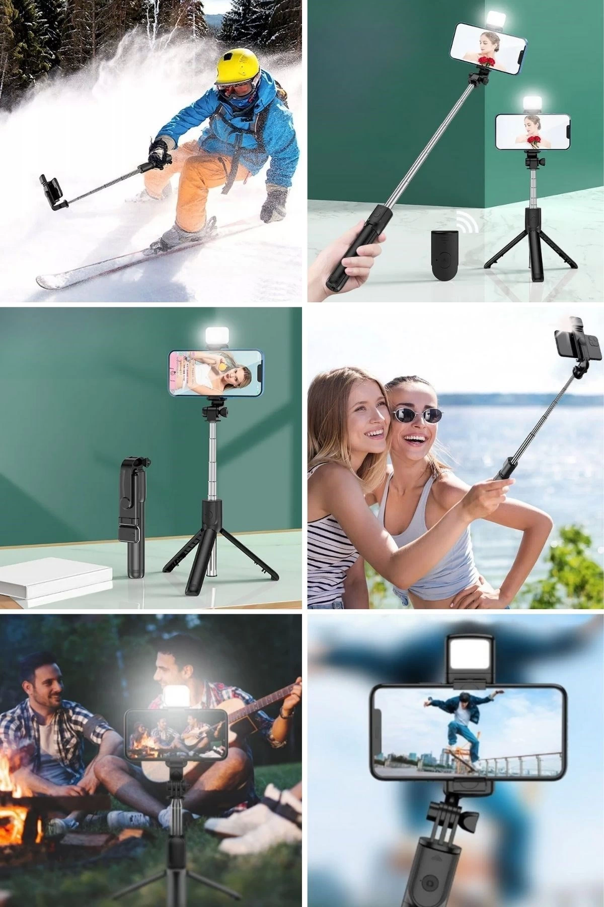 Kendiliğinden Işıklı Masaüstü Tripod Olabilen Telefon Tutuculu Ka