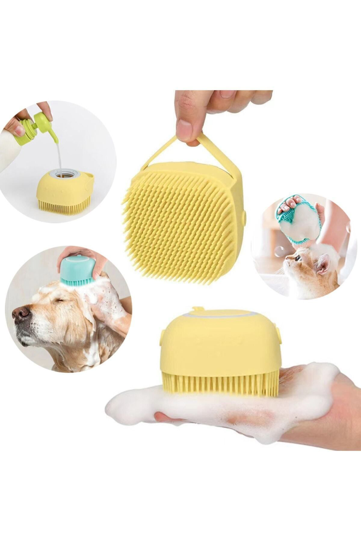Kendiliğinden Şampuan Hazneli Kedi Köpek Yıkama Fırçası