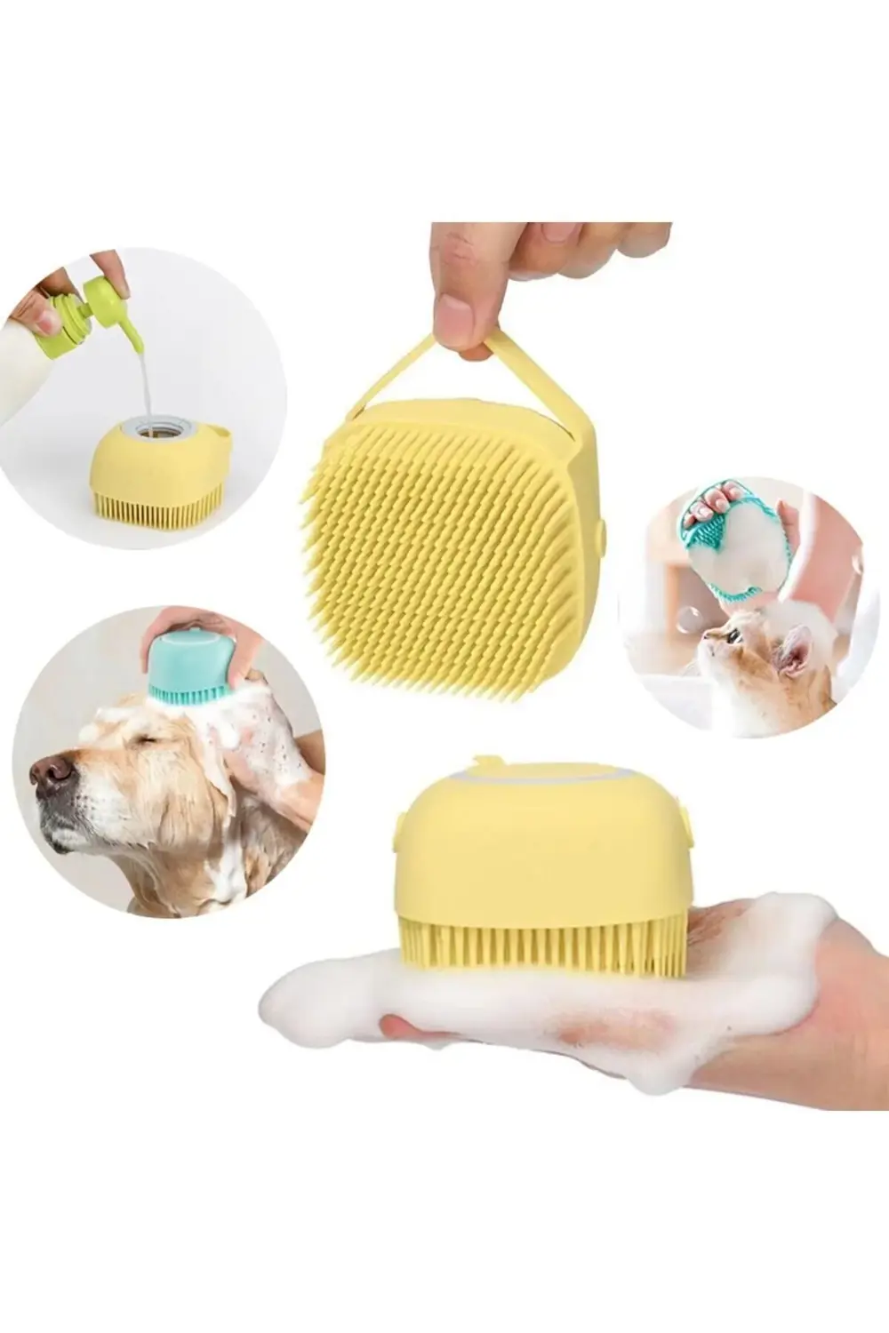 Kendiliğinden Şampuan Hazneli Kedi Köpek Yıkama Fırçası