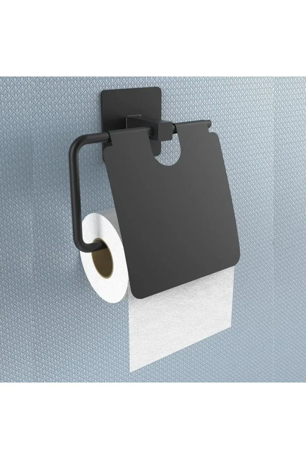 ® Kendiliğinden Yapışkanlı Siyah Paslanmaz Metal Kapaklı Tuvalet