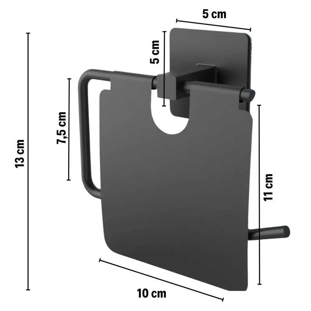 Kendiliğinden Yapışkanlı Siyah Paslanmaz Metal Kapaklı Tuvalet Ka