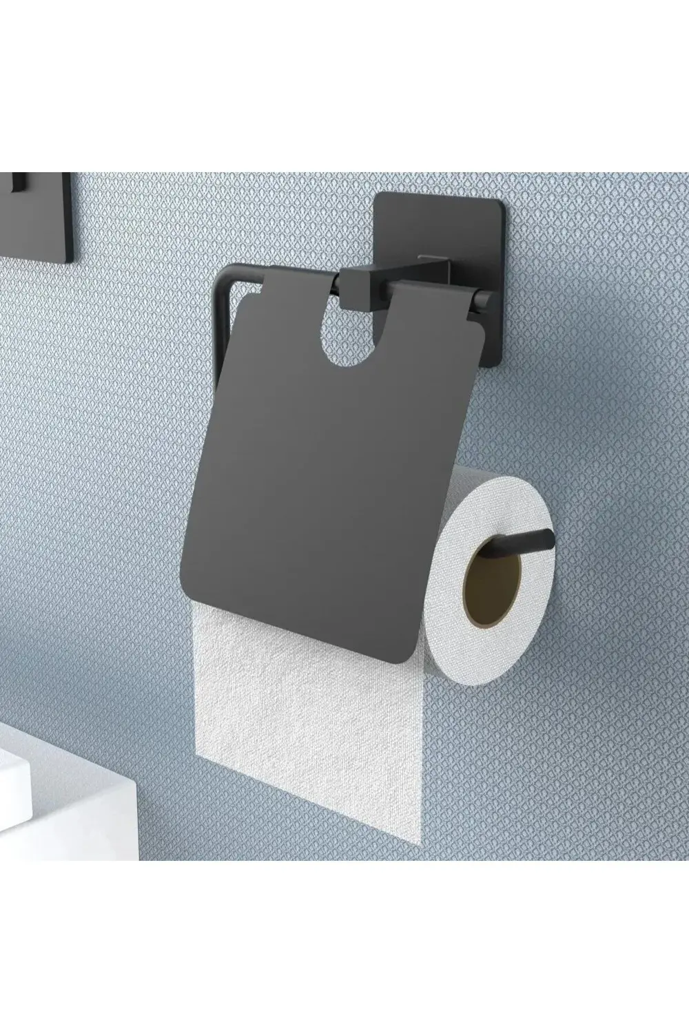 ® Kendiliğinden Yapışkanlı Siyah Paslanmaz Metal Kapaklı Tuvalet