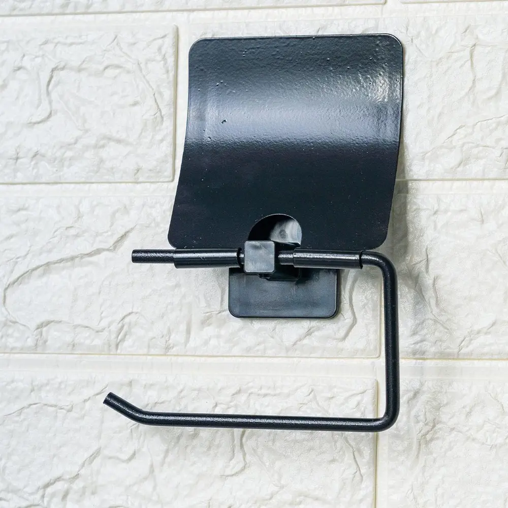 Kendiliğinden Yapışkanlı Siyah Paslanmaz Metal Kapaklı Tuvalet Ka