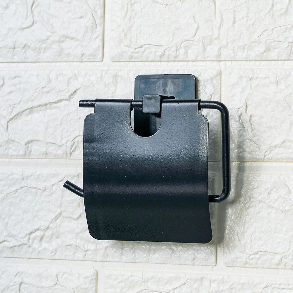 Kendiliğinden Yapışkanlı Siyah Paslanmaz Metal Kapaklı Tuvalet Ka