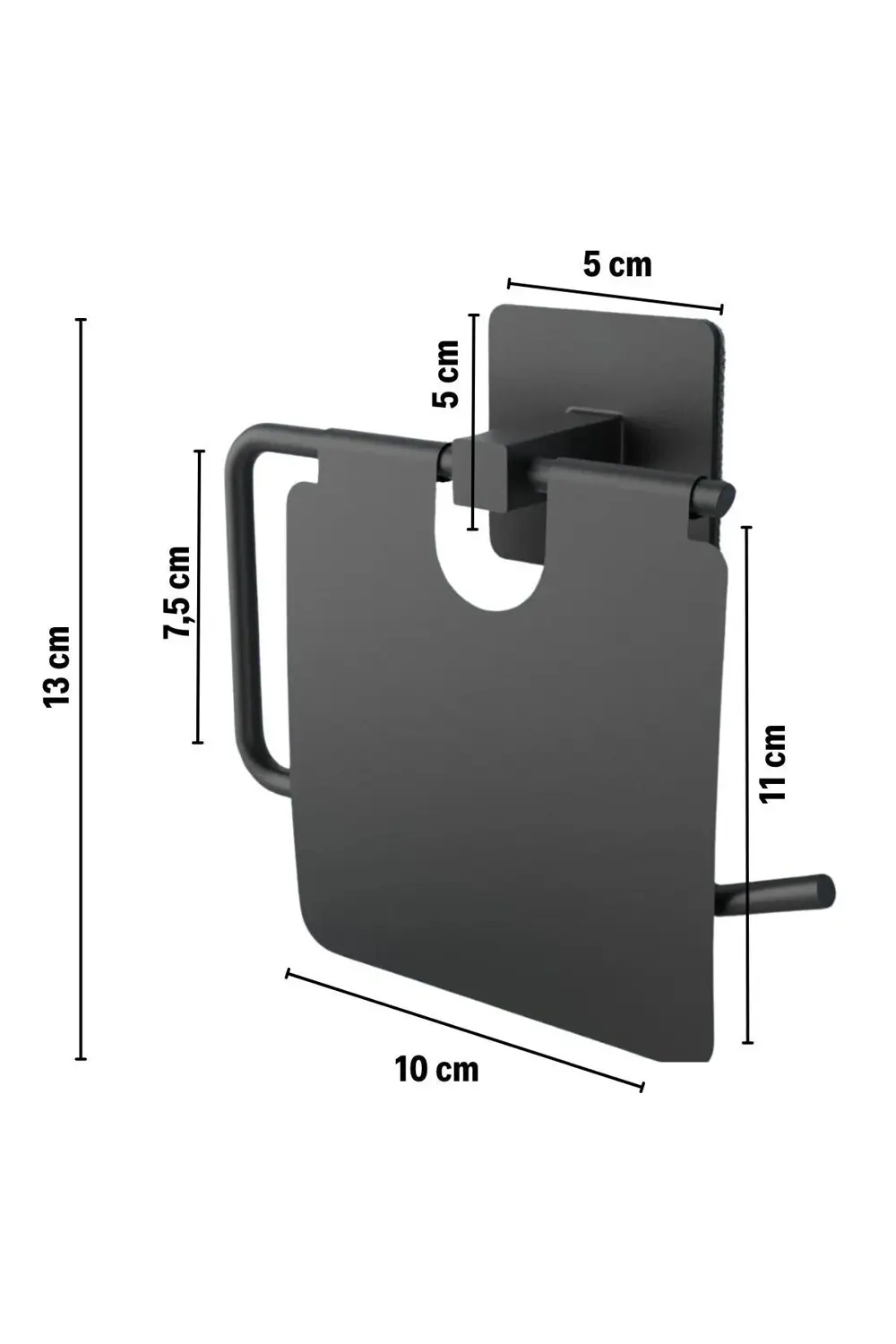 ® Kendiliğinden Yapışkanlı Siyah Paslanmaz Metal Kapaklı Tuvalet