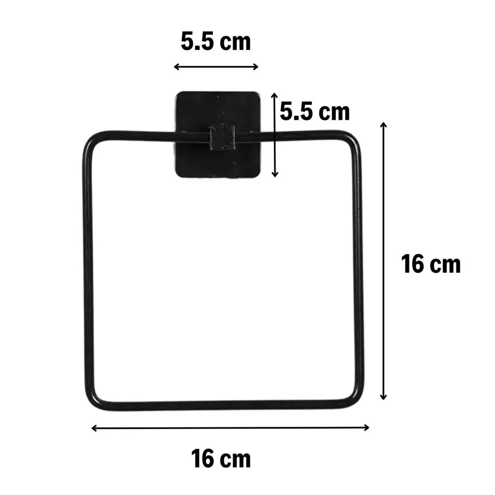 Kendiliğinden Yapışkanlı Siyah Paslanmaz Metal Kare Havluluk Kendiliğinden Yapışkanlı Siyah Paslanmaz Metal Kare Havluluk