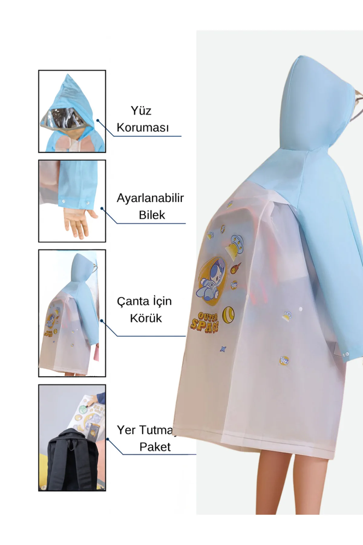 Kendin Tasarla Mavi Erkek Çocuk Yağmurluk