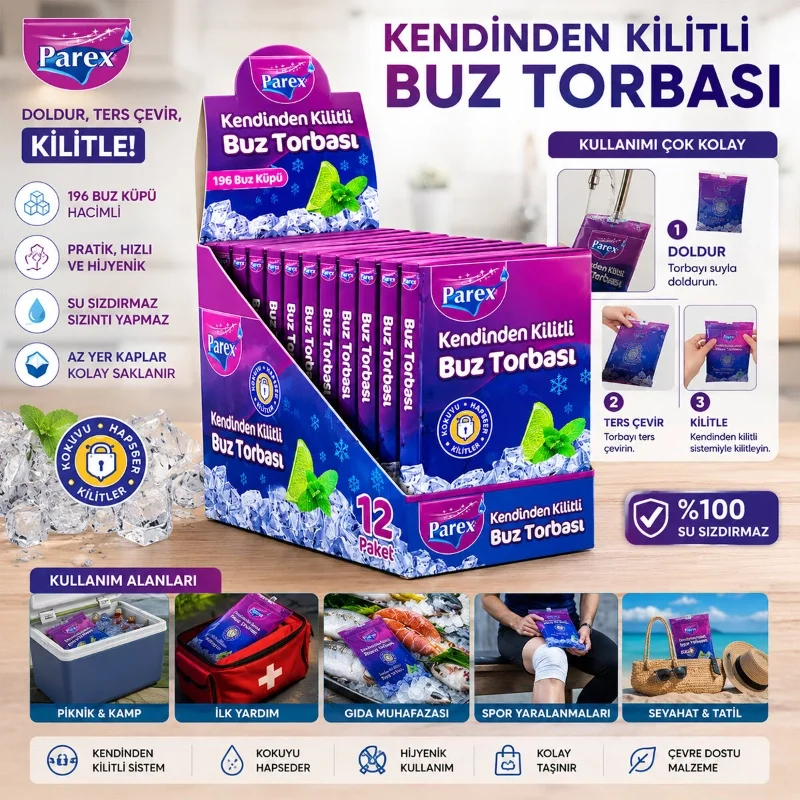Kendinden Kilitli Buz Torbası - Koku Hapsetme Özellikli - Sızdırmaz Tasarım Fiyatı, Yorumları ve Özellikleri