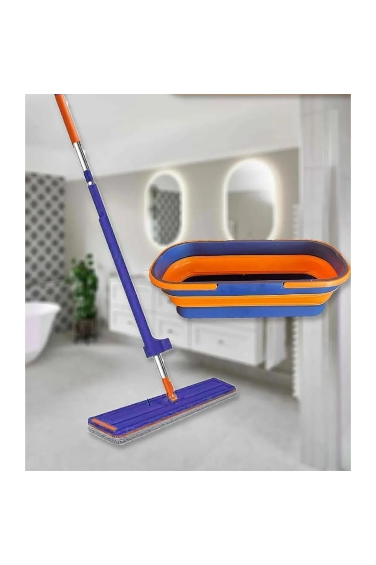 Kendinden Sıkmalı Tekerli Kovalı Mop Seti - Kendinden Sıkmalı Mop