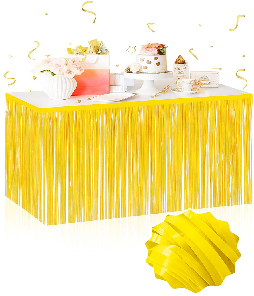 Kendinden Yapışkanlı Makaron Sarı Püsküllü Masa Eteği – 75 x 275 Kendinden Yapışkanlı Makaron Sarı Püsküllü Masa Eteği – 75 x 275