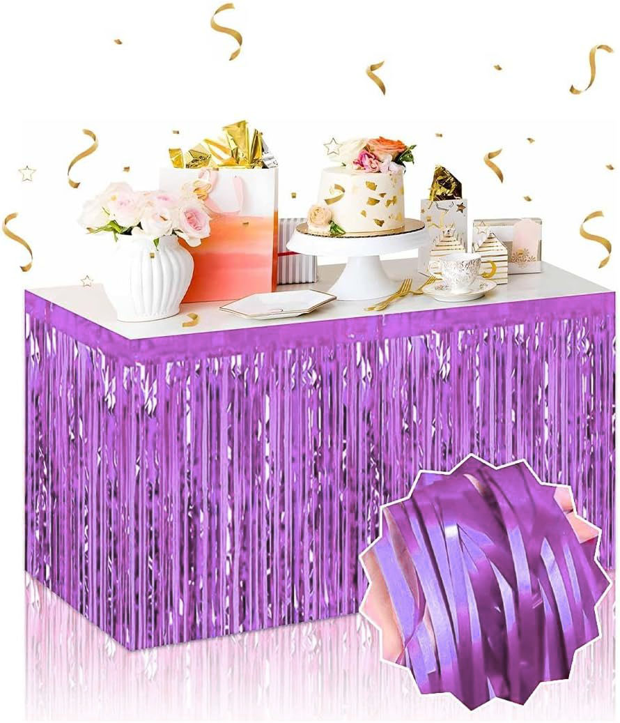 Kendinden Yapışkanlı Mor Metalize Püsküllü Masa Eteği – 75 x 275
