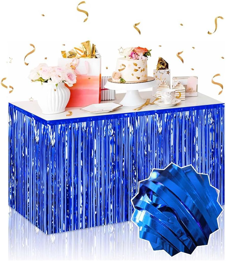 Kendinden Yapışkanlı Mavi Metalize Püsküllü Masa Eteği – 75 x 275 Kendinden Yapışkanlı Mavi Metalize Püsküllü Masa Eteği – 75 x 275