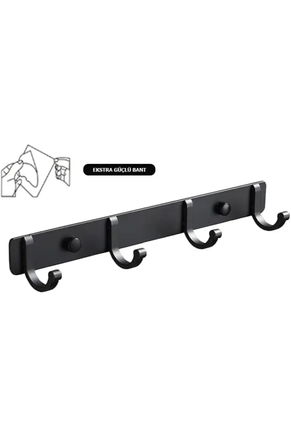 Kendinden Yapışkanlı 4'lü Askılık Mat Siyah 395519