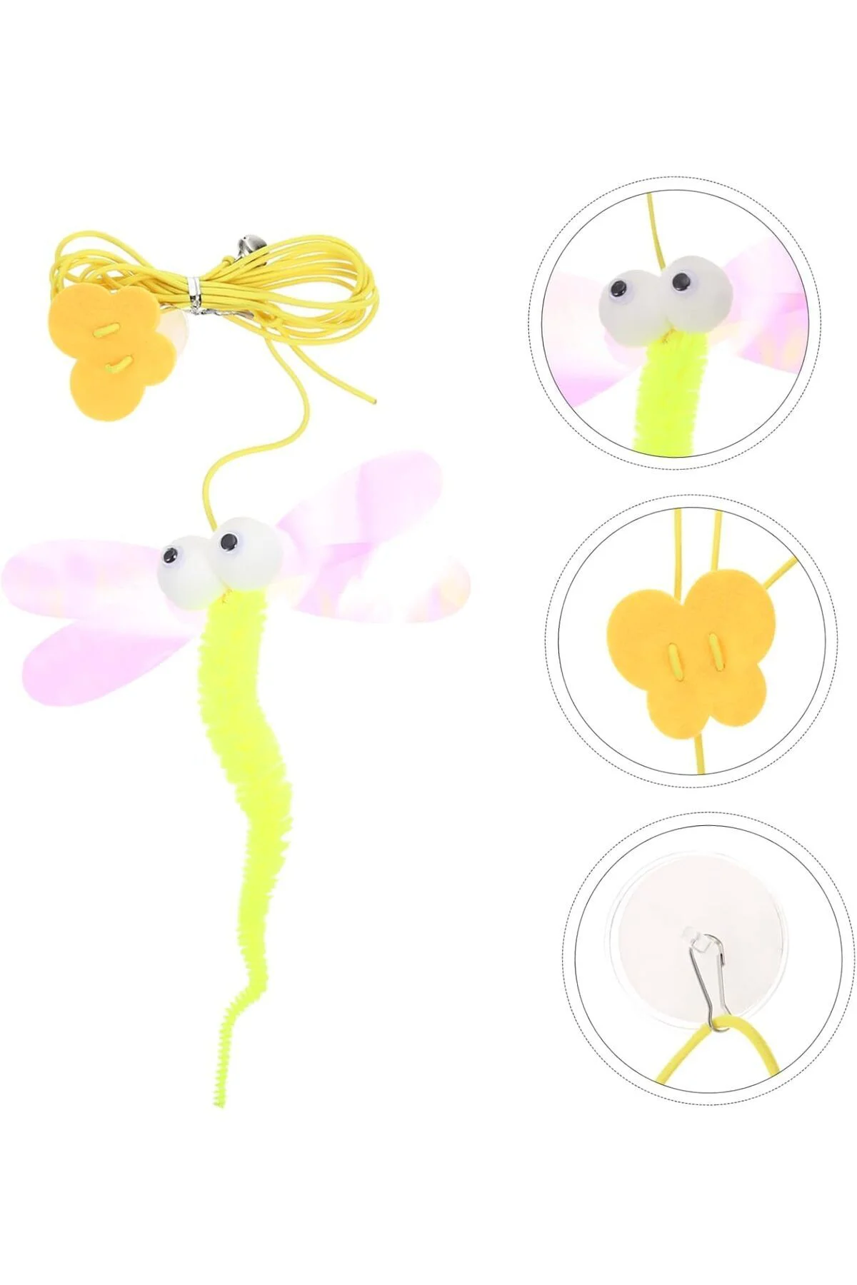 Kendinden Yapışkanlı, Zilli, Elastik, Asılı Kedi Oyuncağı, Kedi O