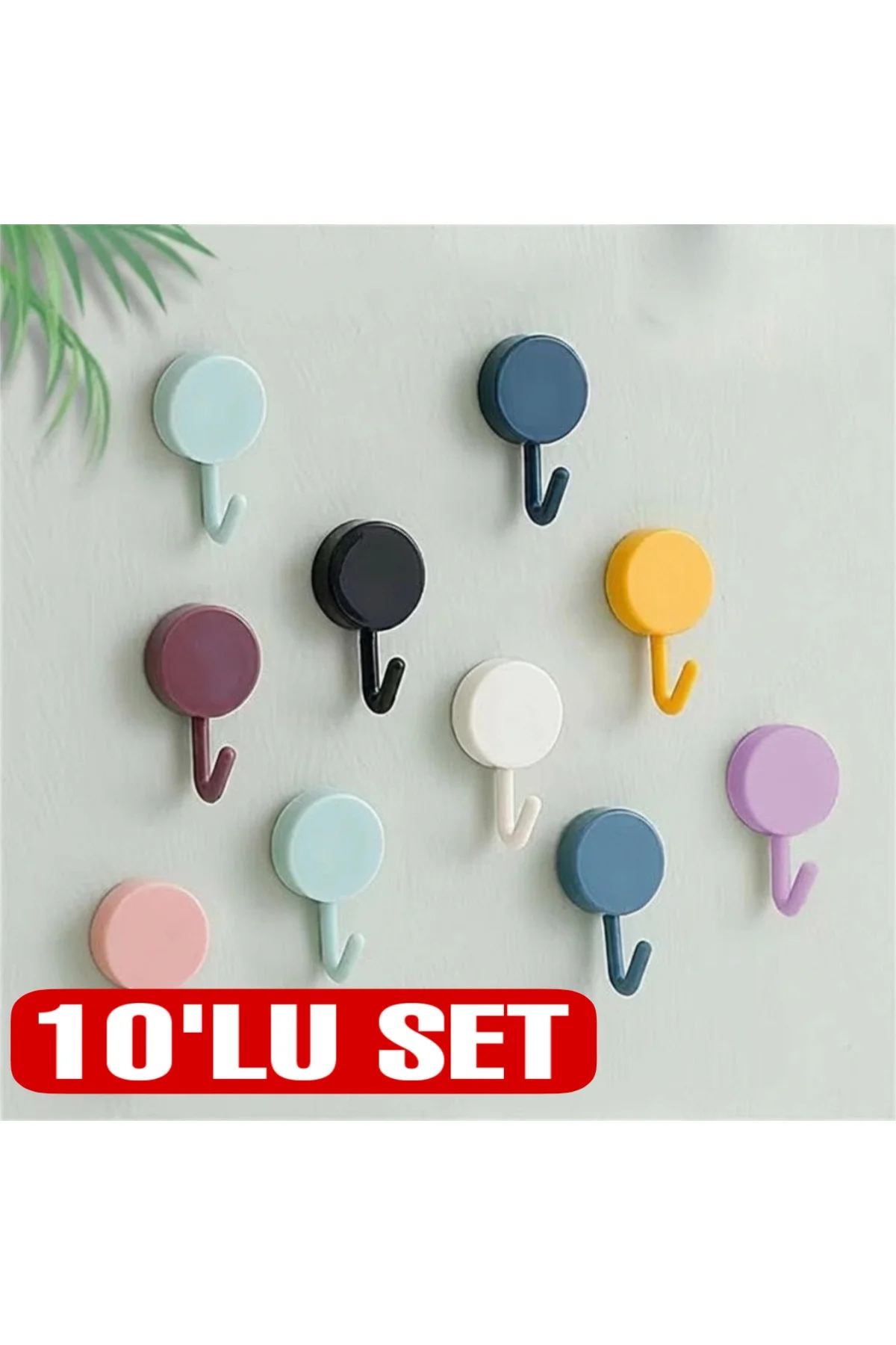 Kendinden Yapışkanlı Renkli Duvar Askısı (10Lu Set) Kendinden Yapışkanlı Renkli Duvar Askısı (10Lu Set)