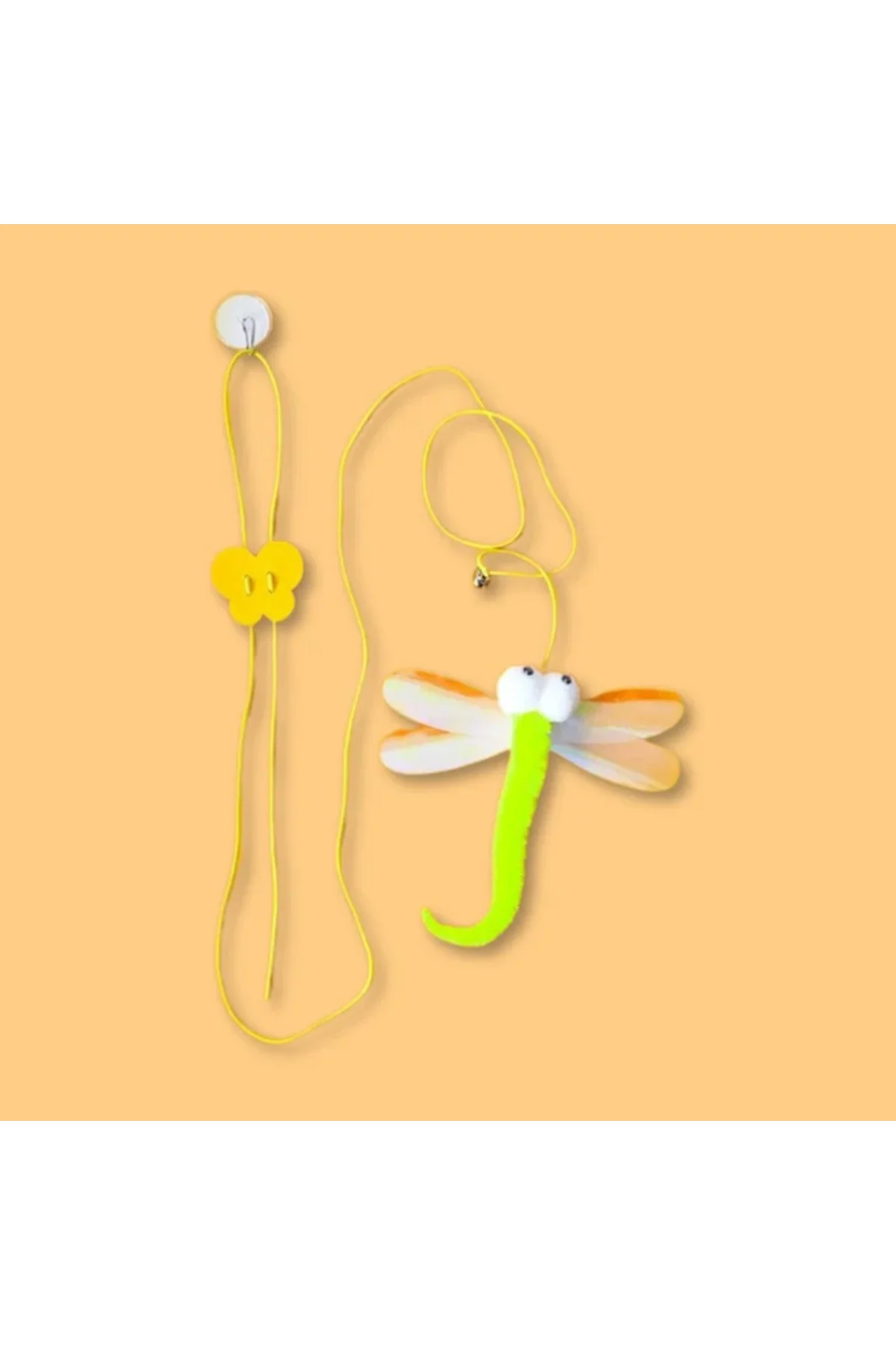 Kendinden Yapışkanlı, Zilli, Elastik, Asılı Kedi Oyuncağı, Kedi O