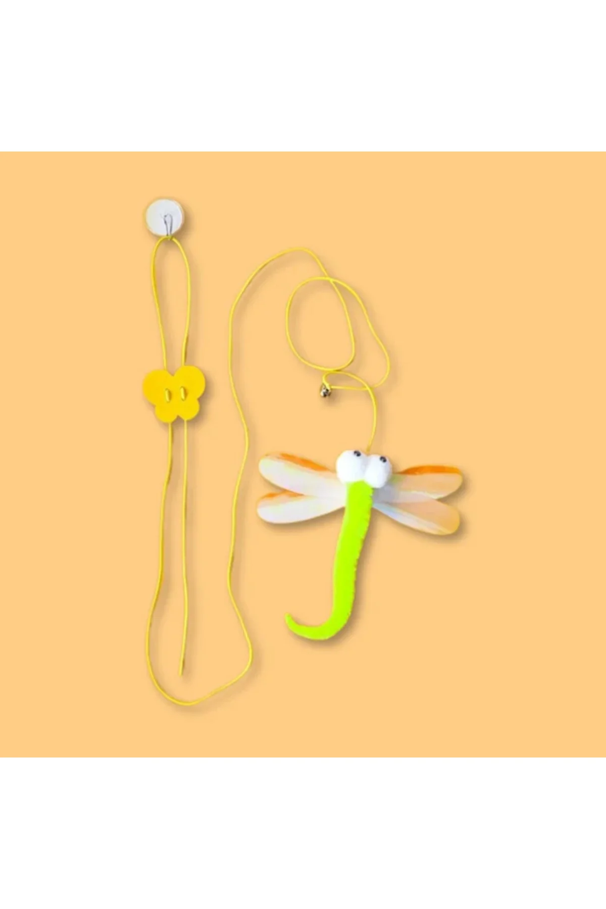 Kendinden Yapışkanlı, Zilli, Elastik, Asılı Kedi Oyuncağı, Kedi O