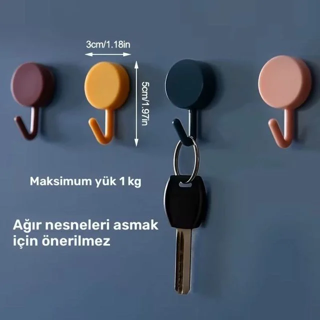 Kendinden Yapışkanlı Renkli Duvar Askısı (10lu Set) - İzsiz ve Dekoratif Duvar Düzenleyici Kendinden Yapışkanlı Renkli Duvar Askısı (10lu Set) - İzsiz ve Dekoratif Duvar Düzenleyici