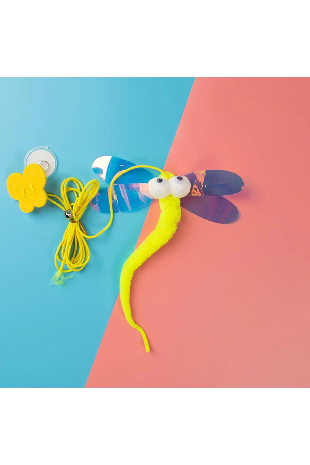 Kendinden Yapışkanlı, Zilli, Elastik, Asılı Kedi Oyuncağı, Kedi O