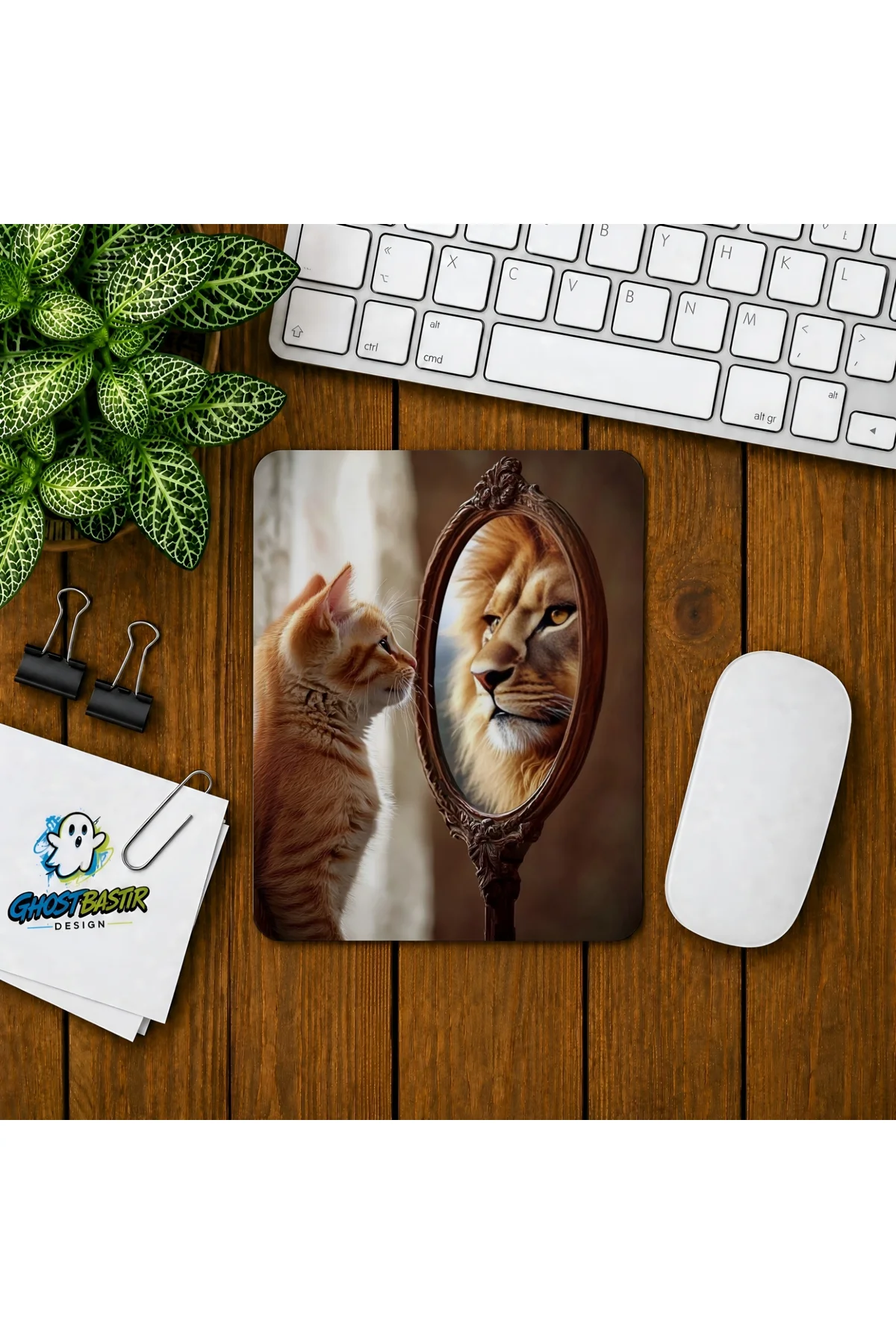 Kendini Aslan Sanan Kedi Baskılı Oyuncu Mousepad 0129