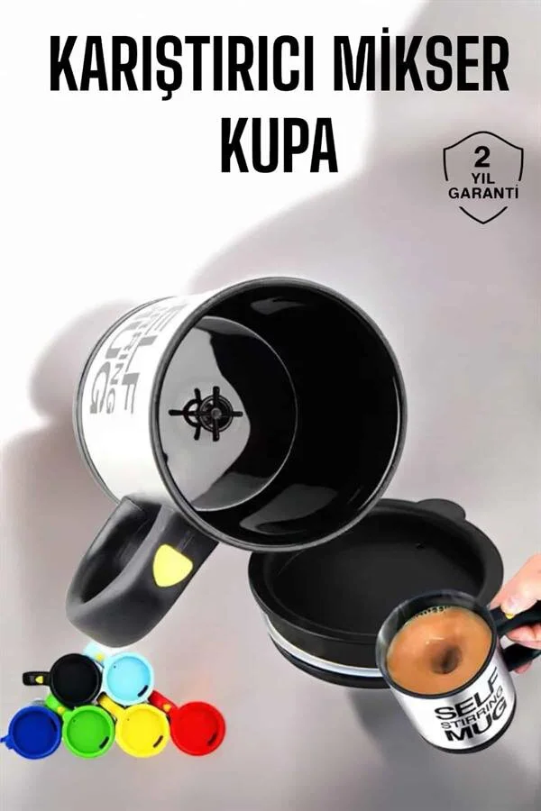 Kendini Karıştıran Mikser Kupa Termos Bardak - Self Stirring Mug 200ml