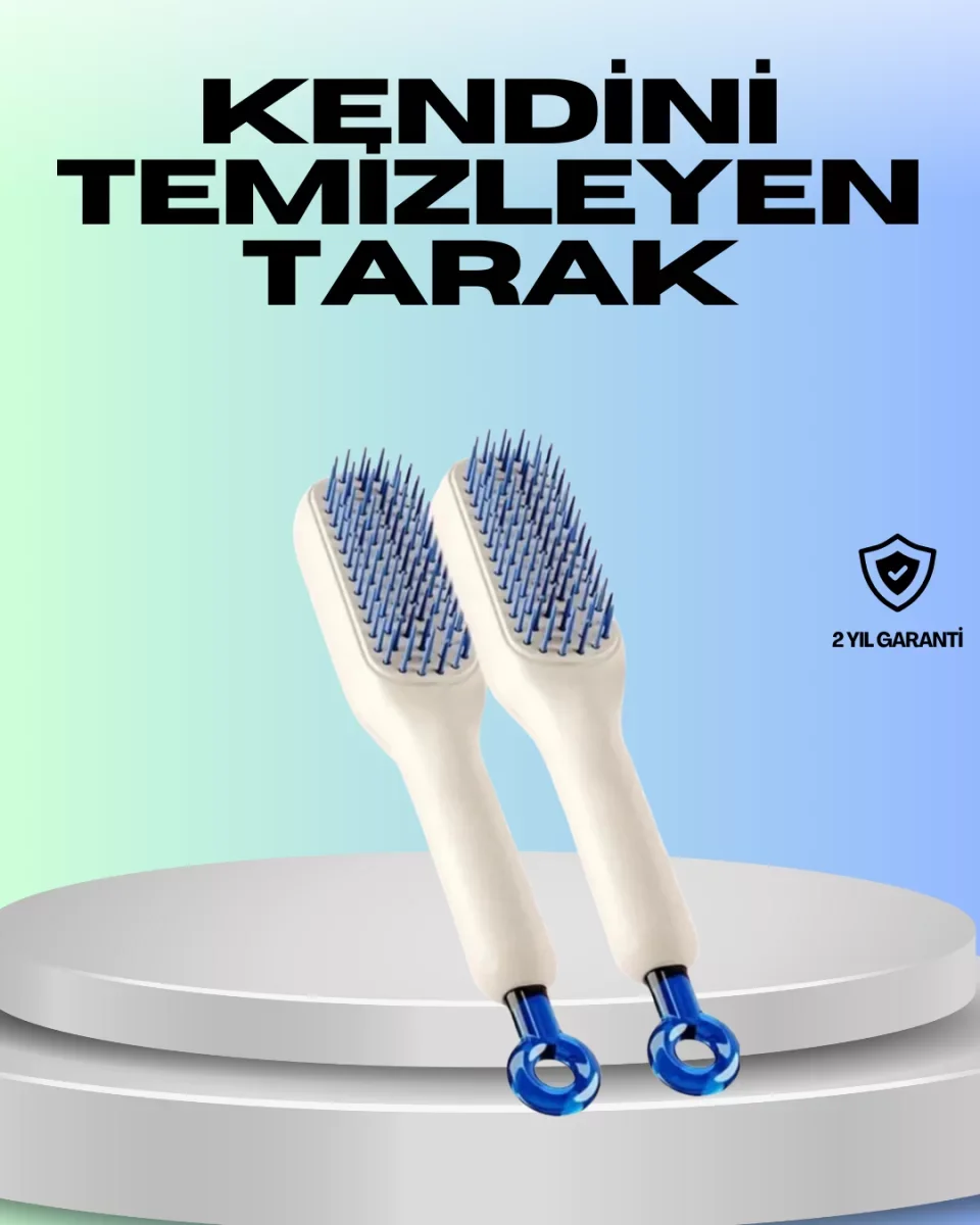 Kendini Temizleyen Ergonomik Saç Tarağı – ABS Gövde, Silikon Diş - Lisinya