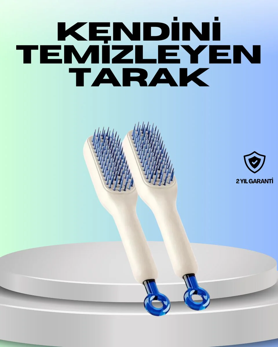 Kendini Temizleyen Ergonomik Saç Tarağı – ABS Gövde Silikon Diş | Anti-Statik & Saç Derisi Masajı