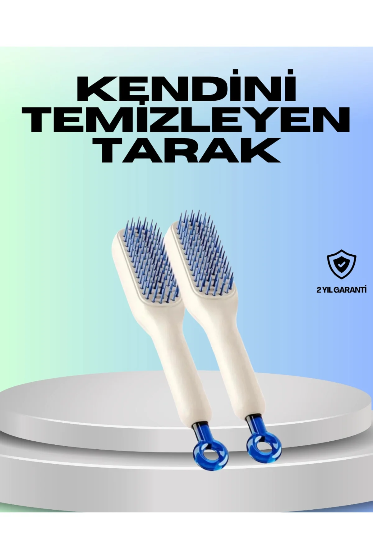 Kendini Temizleyen Ergonomik Saç Tarağı – Abs Gövde, Silikon Diş