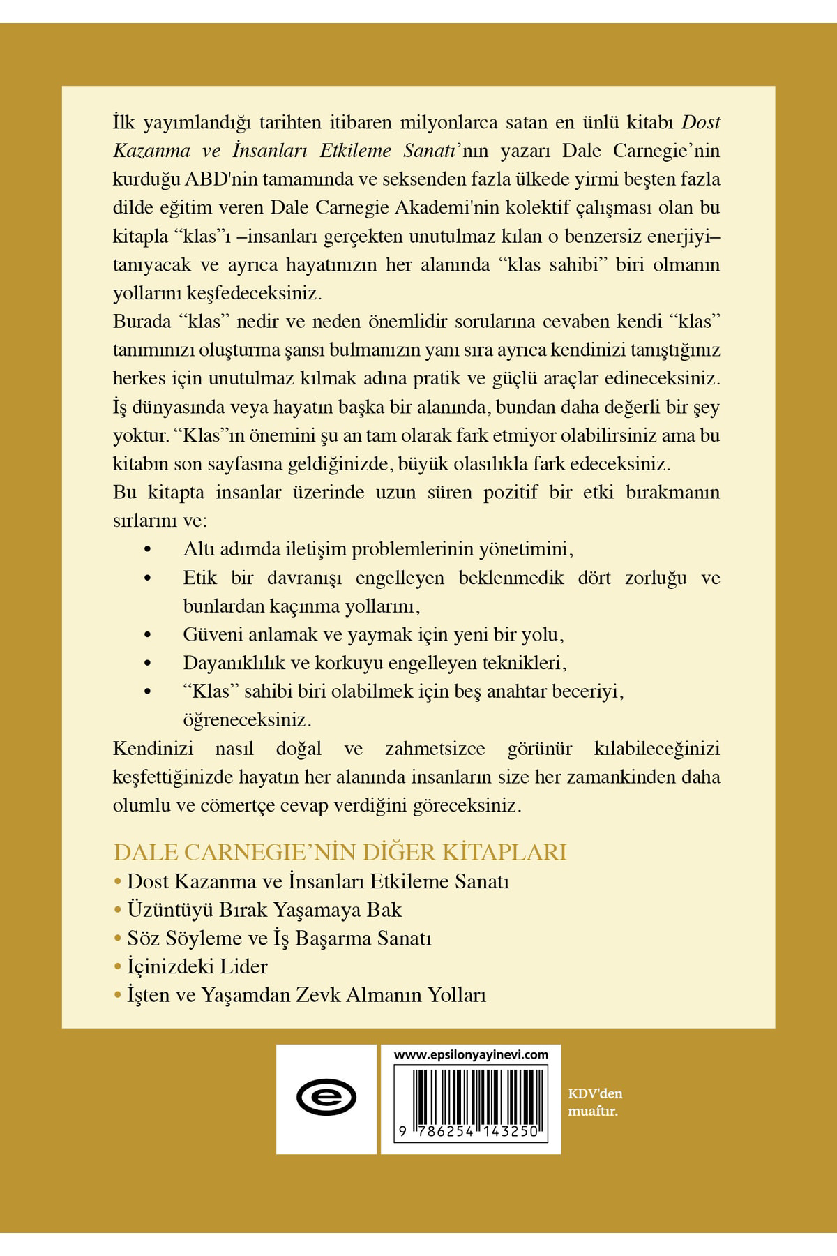 Epsilon Yayınevi Kendini Unutulmaz Kıl Dale Carnegie