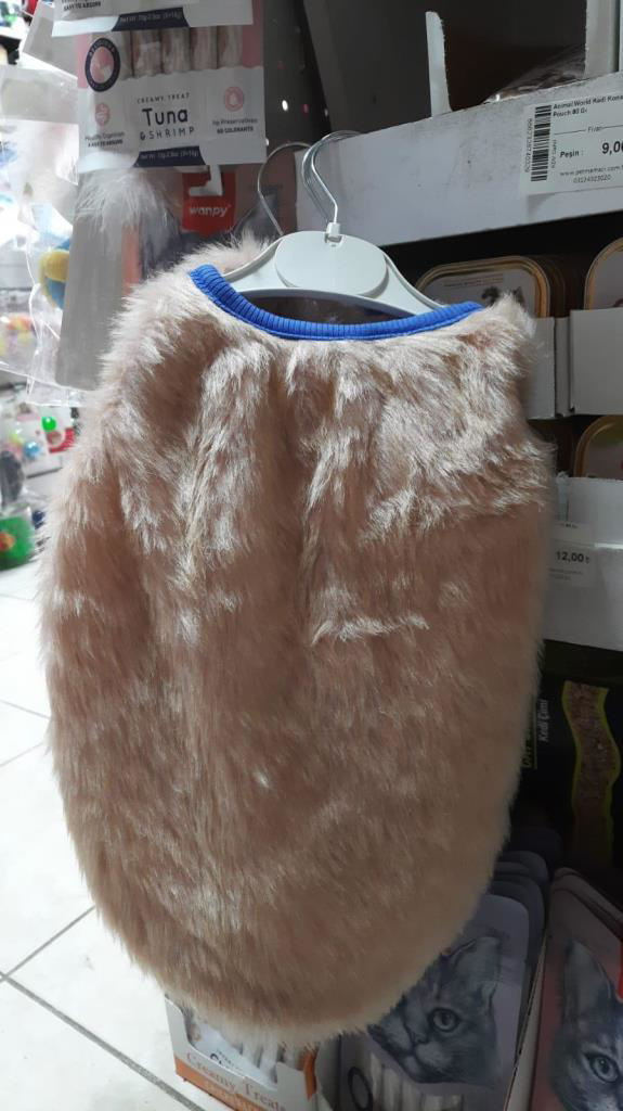 Kenzu Kedi Köpek Kıyafeti Krem S BOYU:28cm-ENİ:21cm