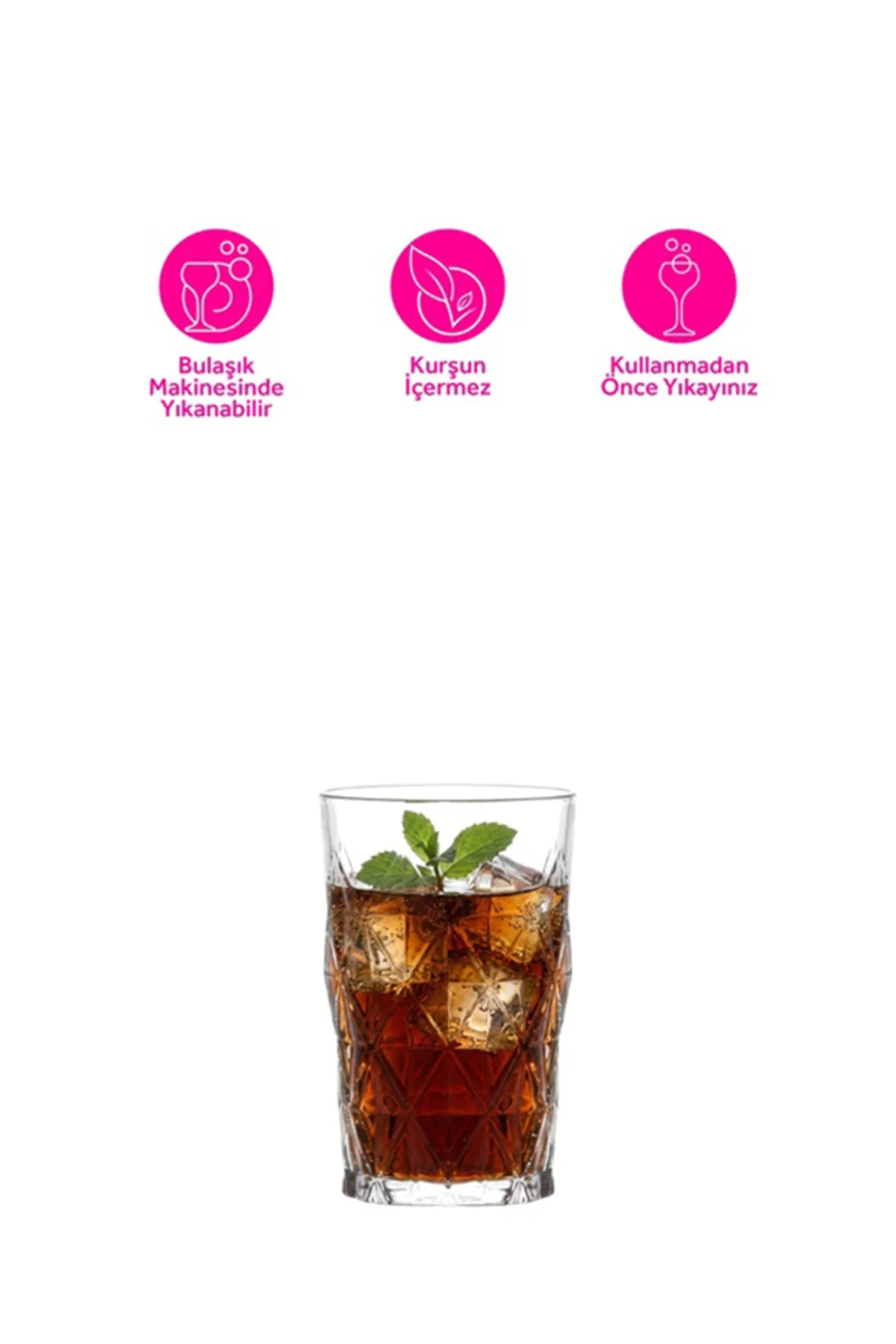 Keops Cam Meşrubat Bardağı 6'lı 460 ml (Büyük Su/Kokteyl/Soğuk Kahve Bardağı )