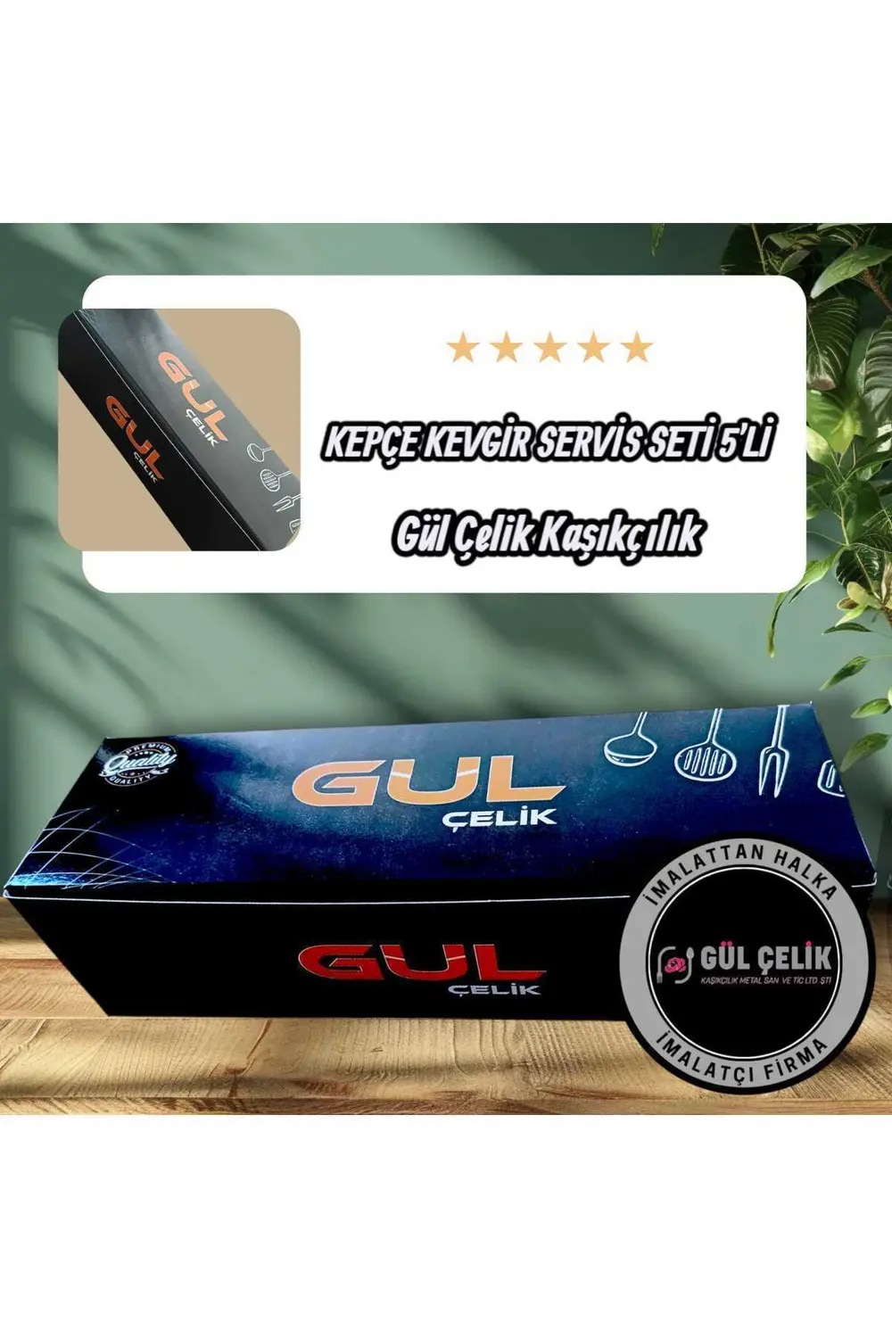 Kepçe Kevgir Servis Seti 5 Parça 18/0 Kalite