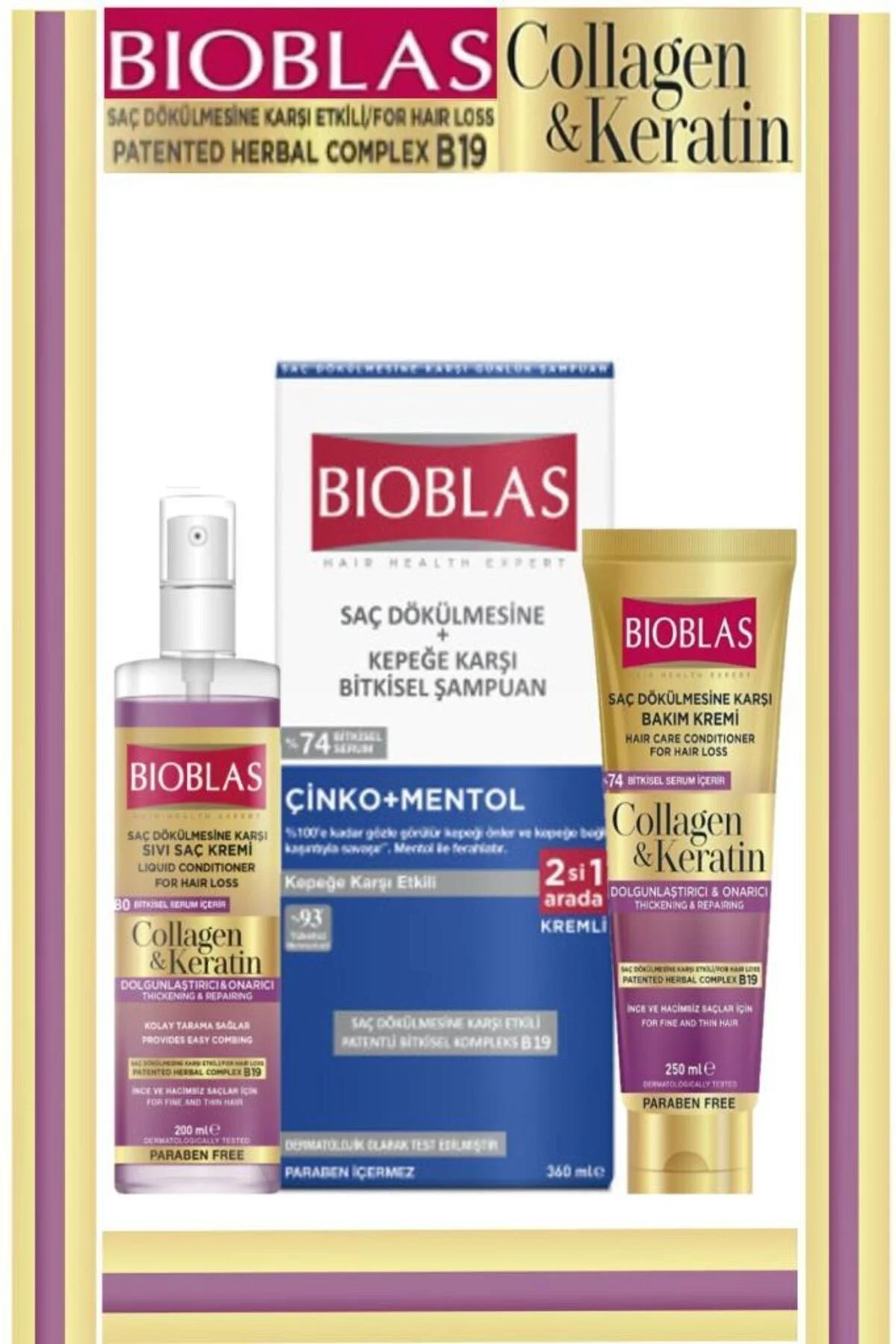 Kepeğe Karşı Collagen&keratin 3'lü Saç Bakım Seti Kepeğe Karşı Collagen&keratin 3'lü Saç Bakım Seti