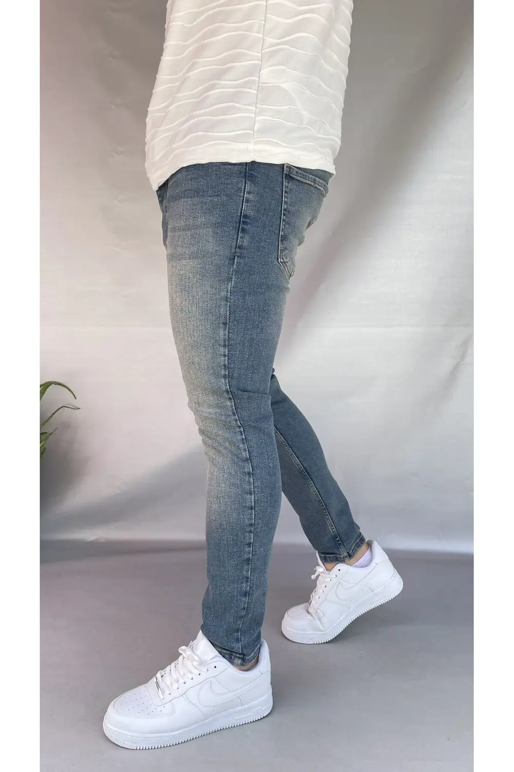 Keps Yeşil Yıkamalı Skinny Jean