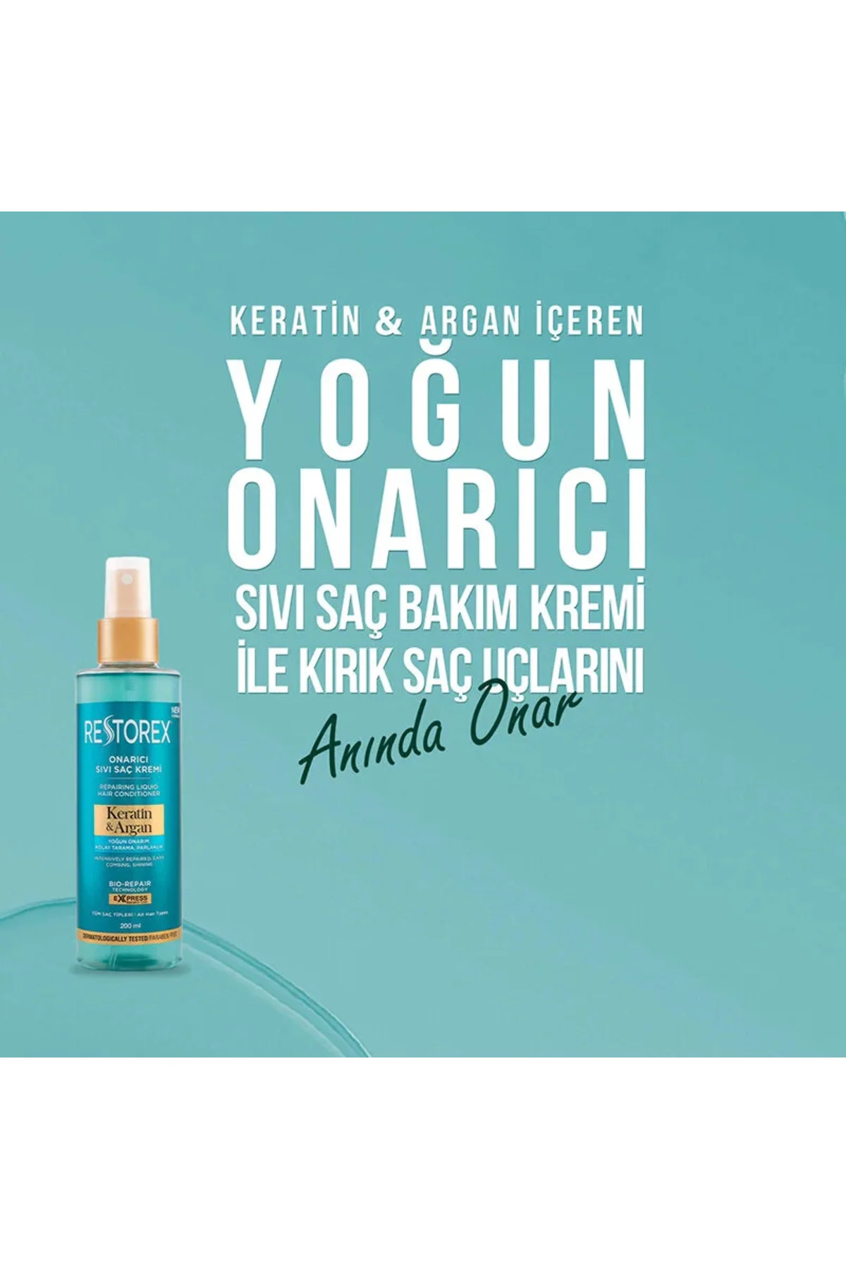 Keratin & Argan Onarıcı Saç Bakım Kremi 250 ml + Sıvı Saç Bakım Kremi 200 ml