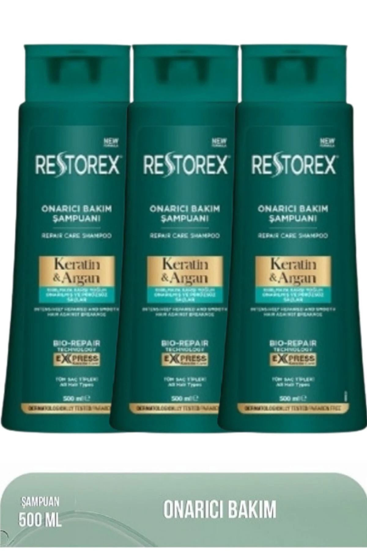 Keratin & Argan Şampuan 500 Ml 3 Adet