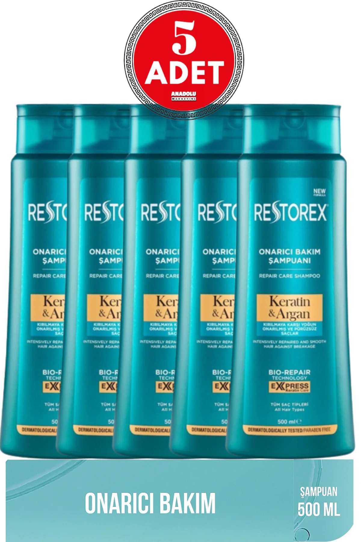 Keratin & Argan Şampuan 500 Ml 5 Adet
