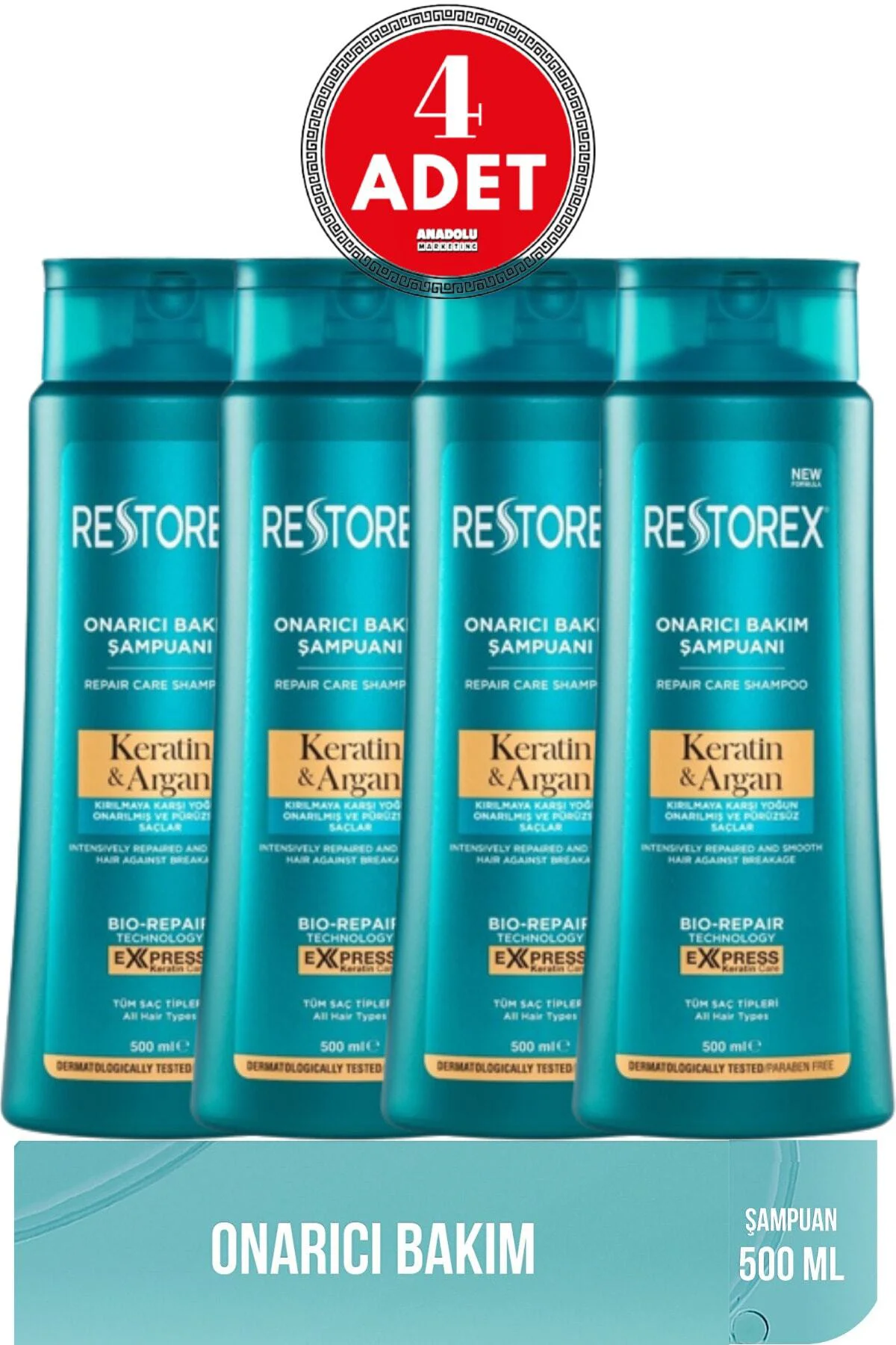 Keratin & Argan Şampuan 500 Ml 4 Adet