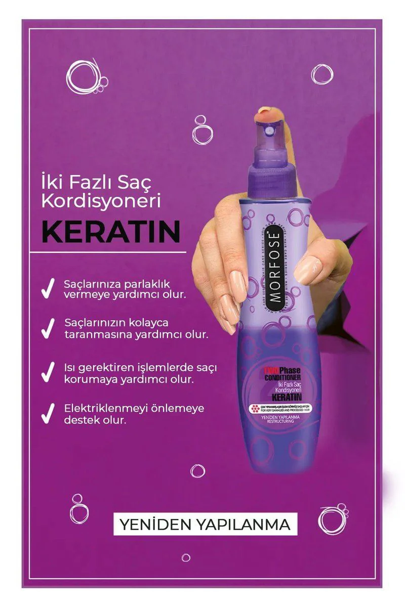 Keratin Çift Fazlı Kondisyoner Fön Suyu 240 ML - Saçları Onarır ve Isıdan Korur Fiyatı, Yorumları ve Özellikleri