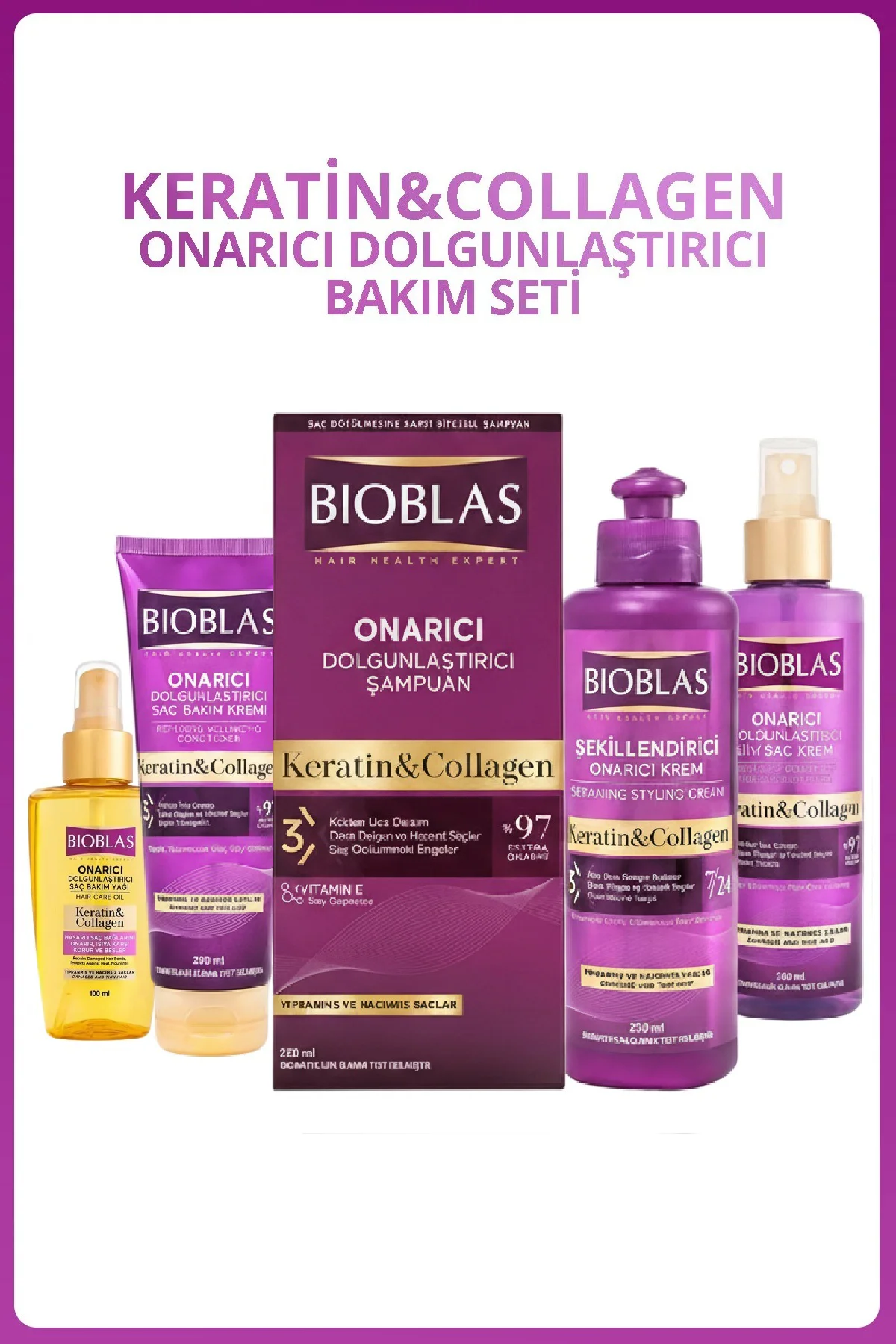 Keratin & Collagen Onarıcı Dolgunlaştırıcı Komple Bakım Seti Keratin & Collagen Onarıcı Dolgunlaştırıcı Komple Bakım Seti
