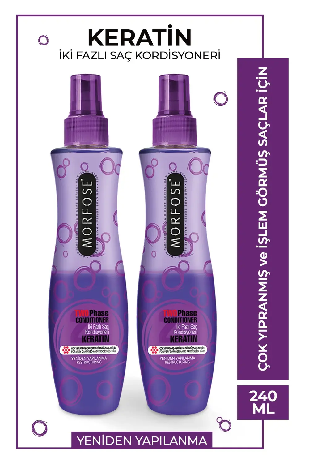 Keratin Fön Suyu 240 ml 2 Adet - Çok Yıpranmış Saçlara Özel, Besl