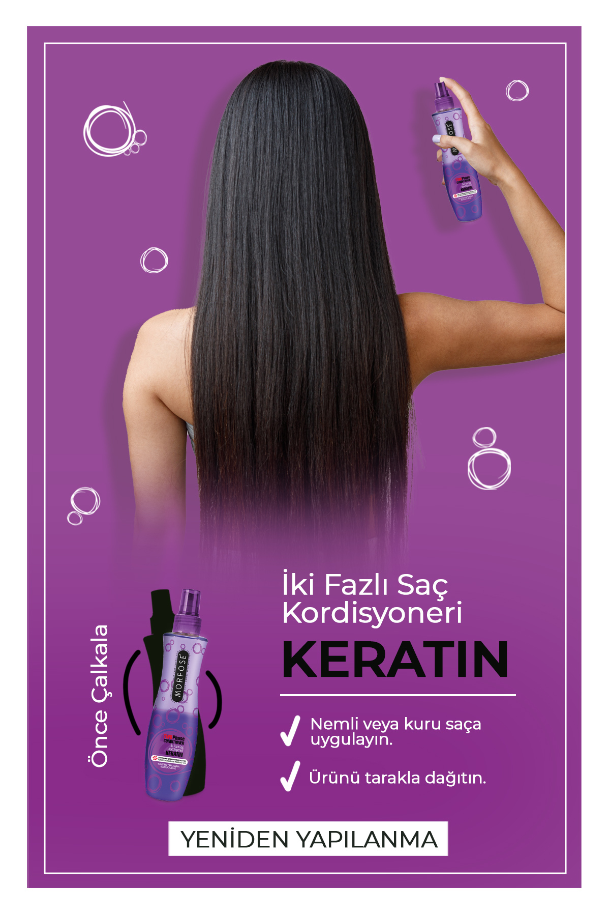 Keratin Fön Suyu 240 ml 2 Adet - Çok Yıpranmış Saçlara Özel, Besl