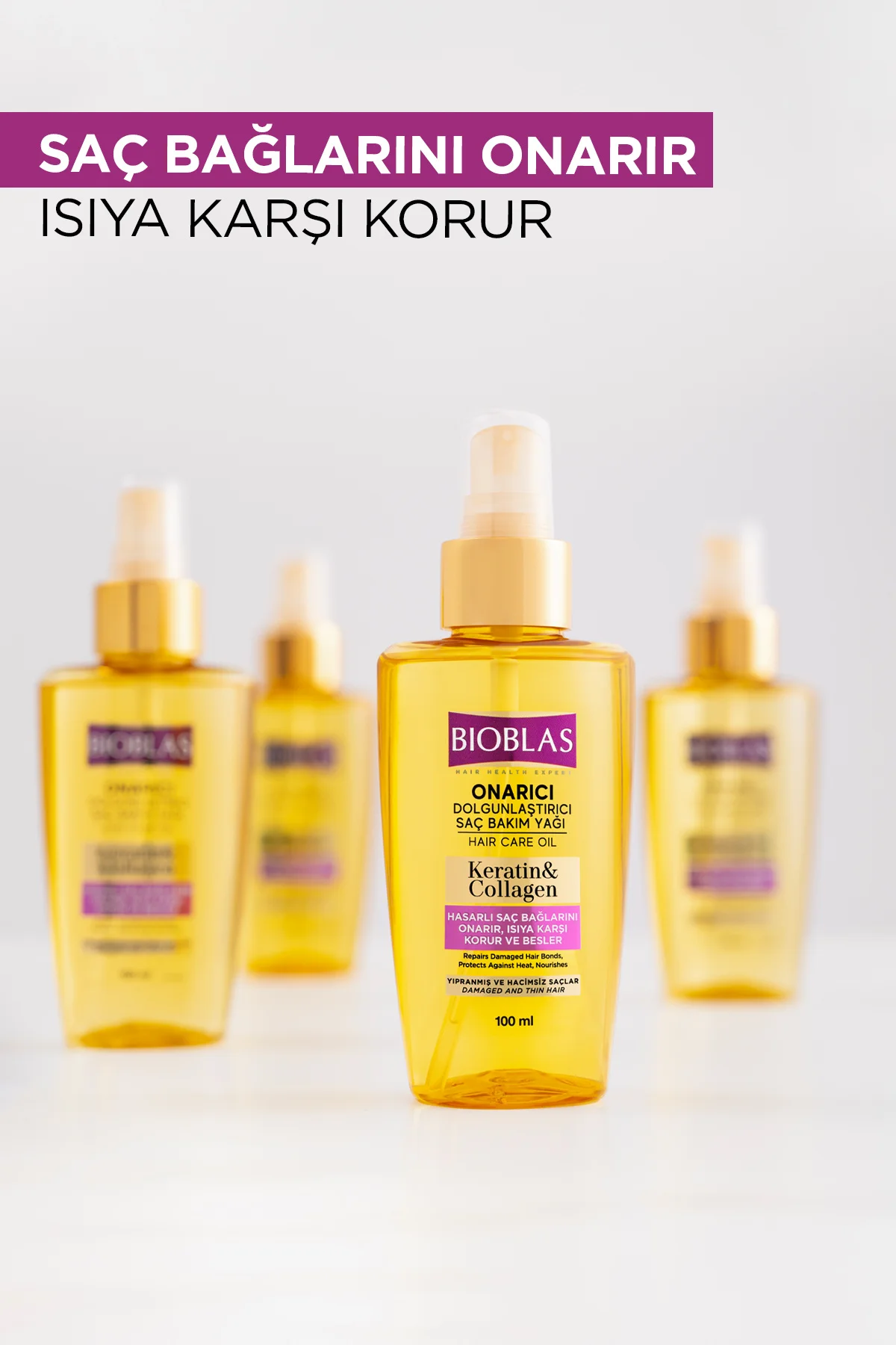Keratin & Kolajen Onarıcı Dolgunlaştırıcı Saç Bakım Yağı 2 x 100 Ml İnce Yıpranmış Saçlar