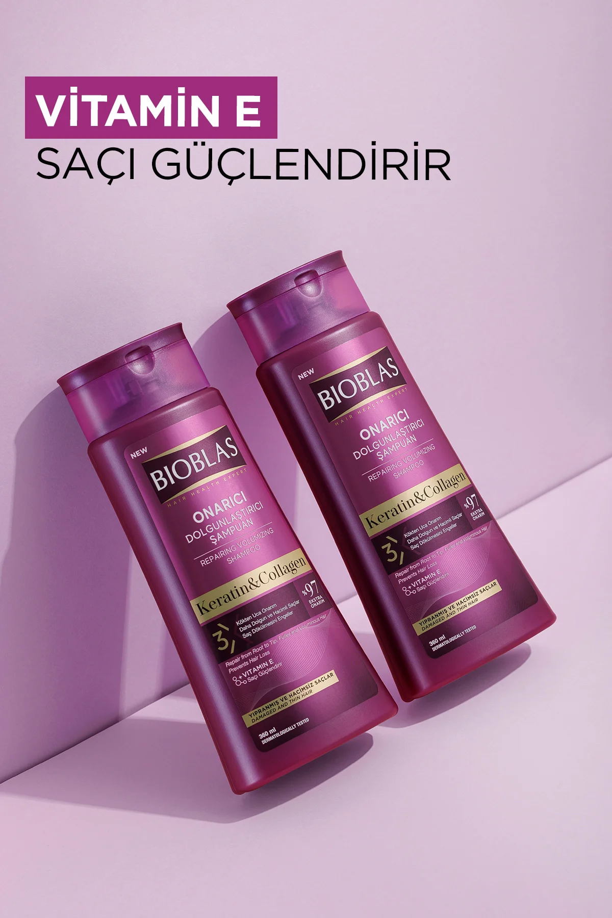 Keratin & Kolajen Onarıcı Dolgunlaştırıcı Saç Bakım Şampuanı 2 x 360 Ml İnce ve Yıpranmış Saçlar Keratin & Kolajen Onarıcı Dolgunlaştırıcı Saç Bakım Şampuanı 2 x 360 Ml İnce ve Yıpranmış Saçlar