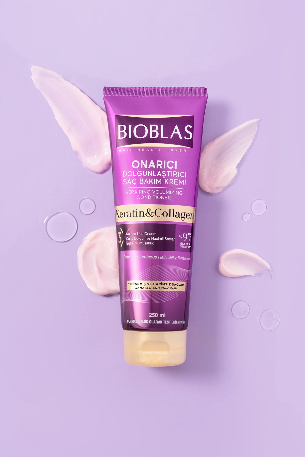 Keratin & Kolajen Onarıcı Dolgunlaştırıcı Saç Bakım Kremi 250 Ml İnce ve Yıpranmış Saçlar