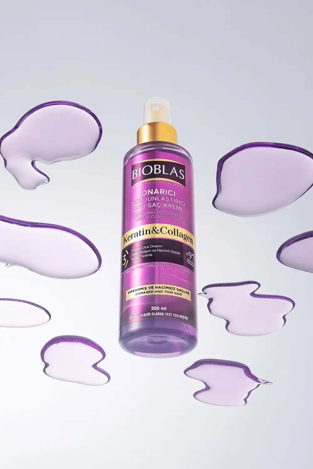 Keratin Kolajen Sıvı Saç Kremi 200 Ml - Onarıcı, Dolgunlaştırıcı,