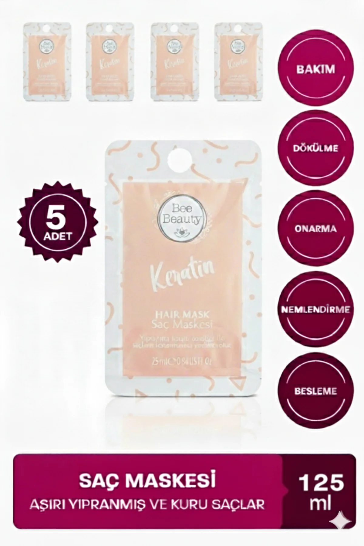 Keratin Saç Maskesi 25 ml x 5 adet