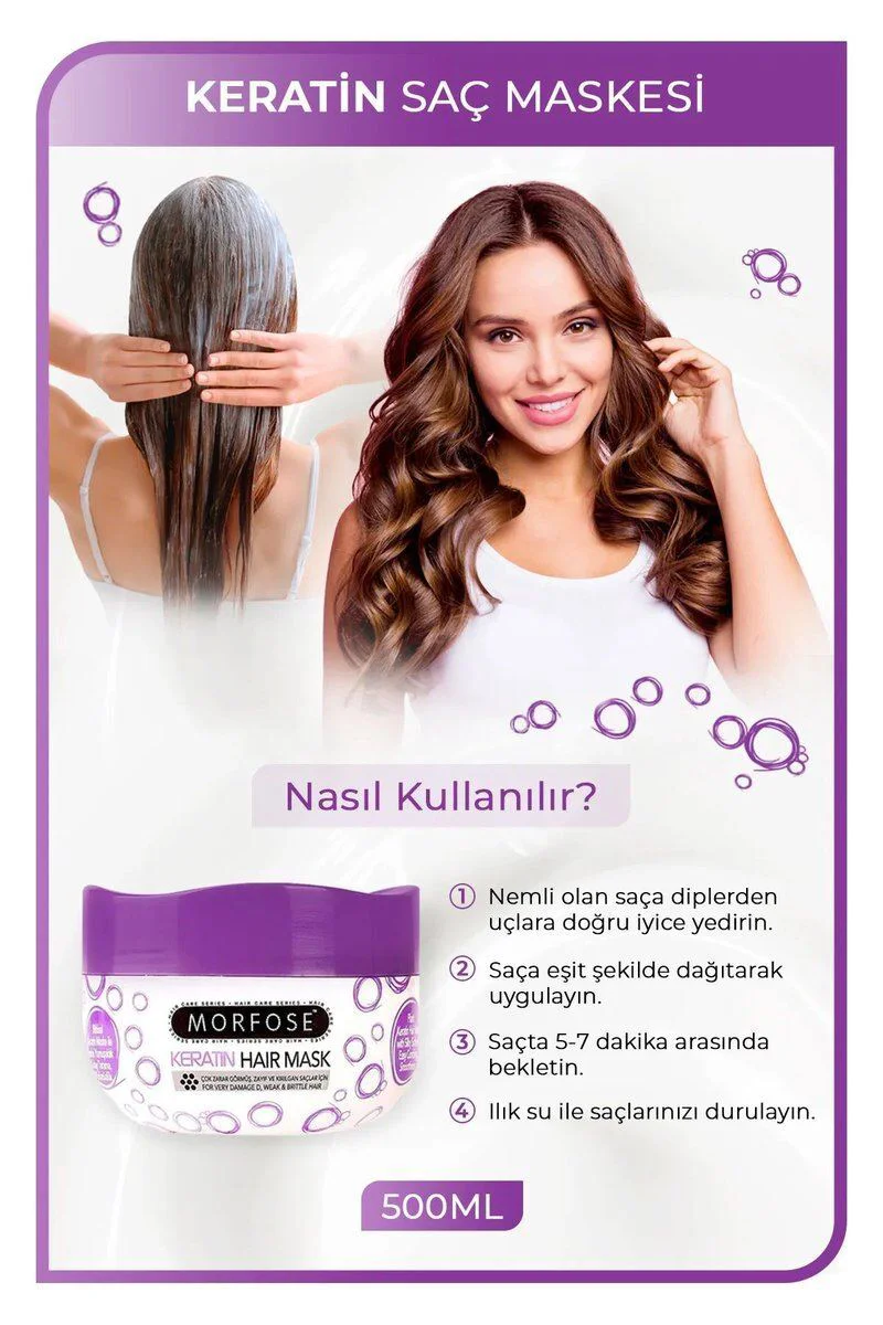 Keratin Saç Maskesi 500 ML – Yıpranmış Saçlar İçin Bakım Fiyatı, Yorumları ve Özellikleri