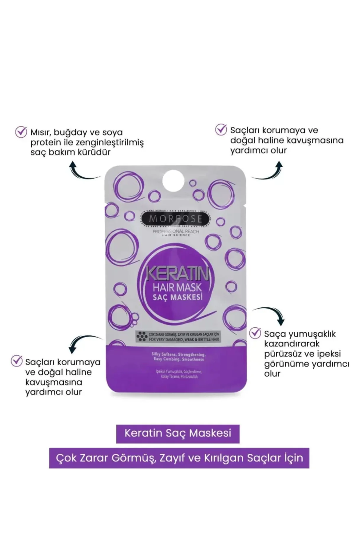 Keratin Saç Maskesi 25 ML (24 ADET) - Yıpranmış Saçlar İçin - mrf