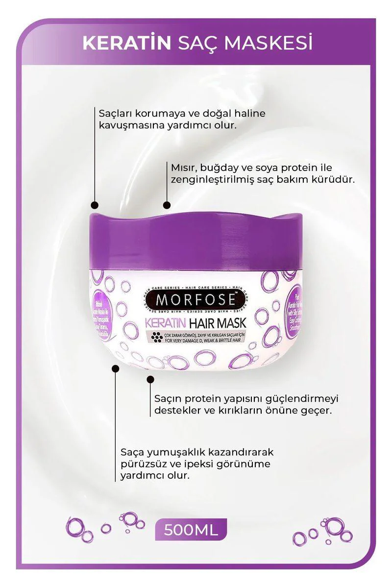 Keratin Saç Maskesi 500 ML – Yıpranmış Saçlar İçin Bakım Fiyatı, Yorumları ve Özellikleri